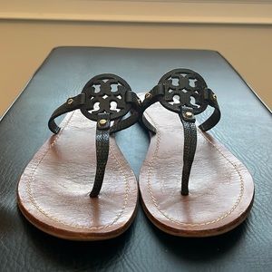 Tory Burch Mini Miller Flat Thong Sandals, Size 8.5, Black